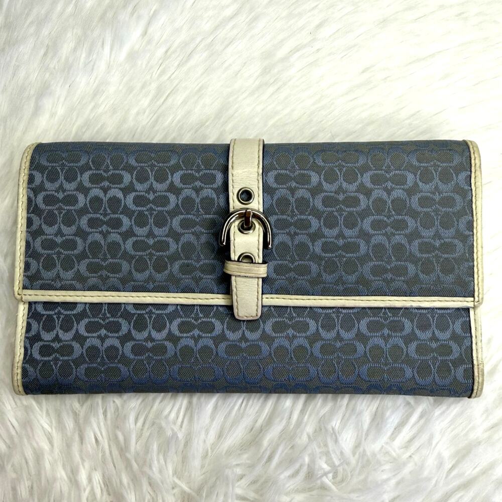 Vintage COACH y2k Blue Soho Signature Wallet